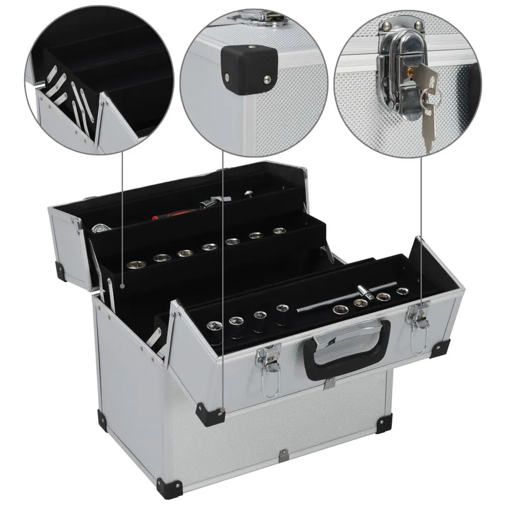 Gereedschapskoffer 38x22,5x34 cm aluminium zilverkleurig voor Garage