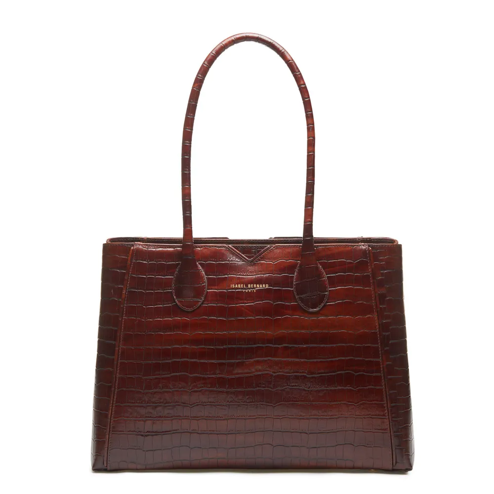 Cadeau d'Isabel croco bruin kalfsleren handtas en portemonnee gift set Heavy Duty