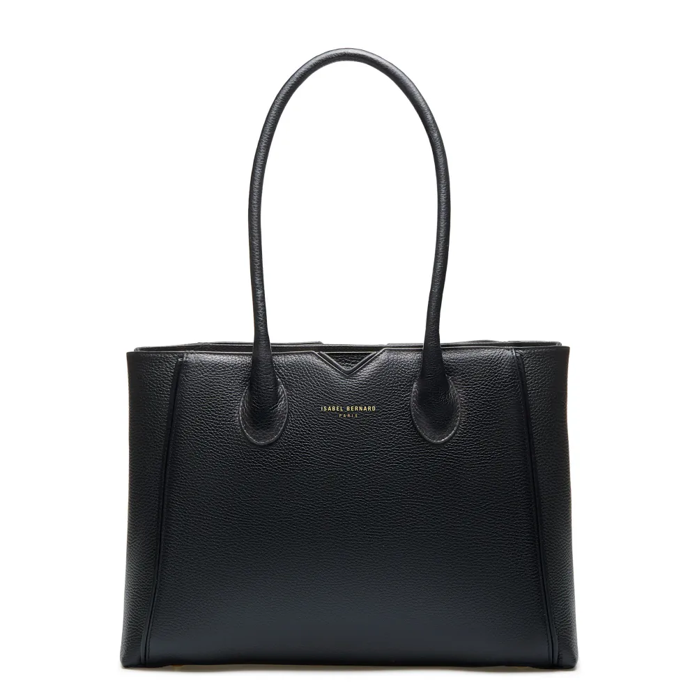 Cadeau d'Isabel zwarte leren handtas en portemonnee met rits gift set met Opbergtas