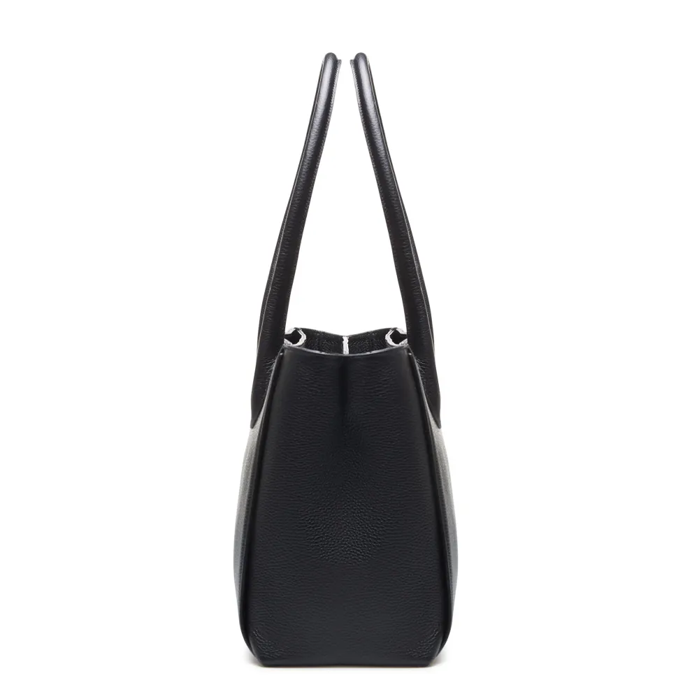 Cadeau d'Isabel zwarte leren handtas en portemonnee met rits gift set met Opbergtas