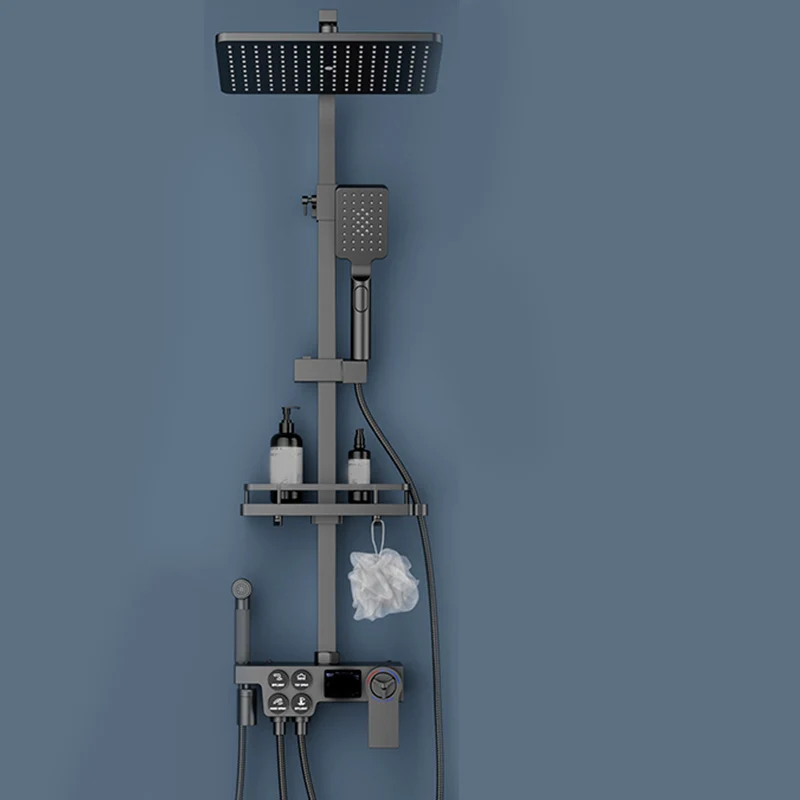 Precisie Shower Set Wall Mounted Lever Handle Shower Hose Handshower Square Shower Set Black