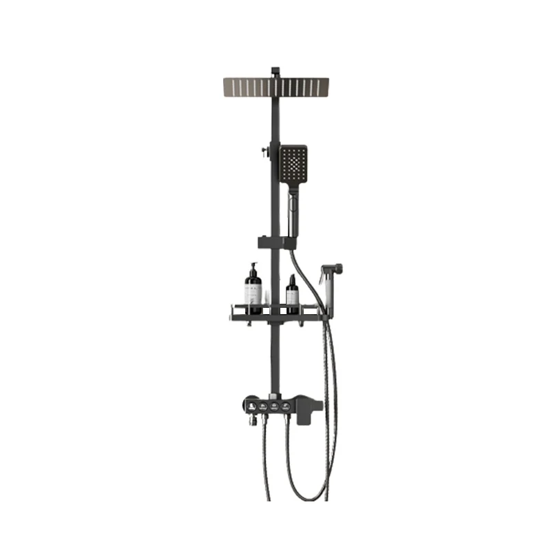 Precisie Shower Set Wall Mounted Lever Handle Shower Hose Handshower Square Shower Set Black