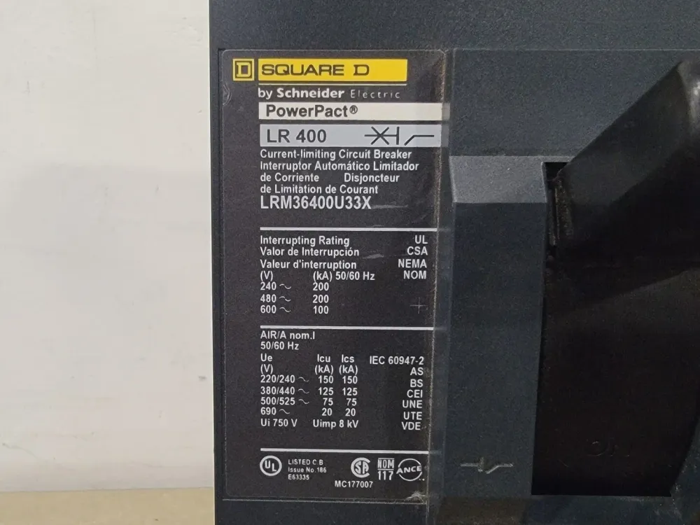 400 Amp, 3 Pole, 600 Volts Circuit Breaker LRM36400U33X