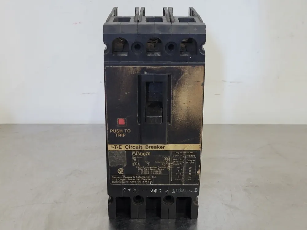 70 Amp, 3 Pole, 480 volts Circuit Breaker E43B070 met CE-keurmerk