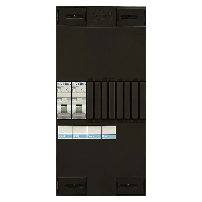Attema Groepenkast XL Uitbreiding 2 Groepen - 11,5 x 22 cm, Grijs Zwart