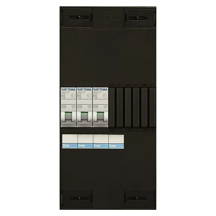 Attema Groepenkast XL Uitbreiding 3 Groepen - 11,5 x 22 cm, Grijs Zwart