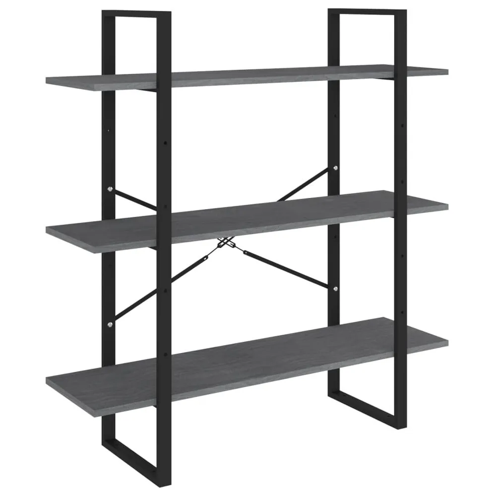 Boekenkast met 3 schappen 100x30x105 cm grenenhout grijs