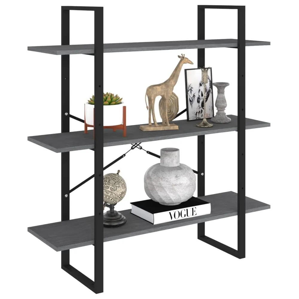 Boekenkast met 3 schappen 100x30x105 cm grenenhout grijs