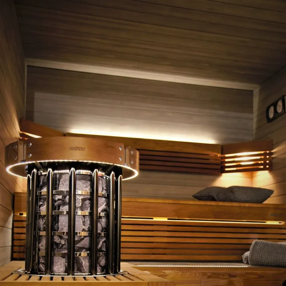 Harvia Safety Railing w/ LED-Lighting Cilindro 10.5kW Sauna Heater | HPCU4L