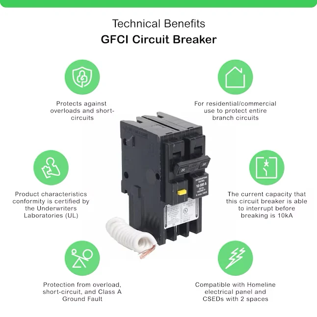 Huisinstallatie Square D Homeline 20-amp 2-Pole Gfci Circuit Breaker