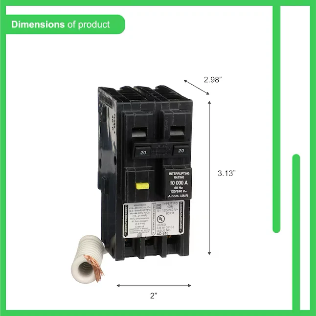 Huisinstallatie Square D Homeline 20-amp 2-Pole Gfci Circuit Breaker