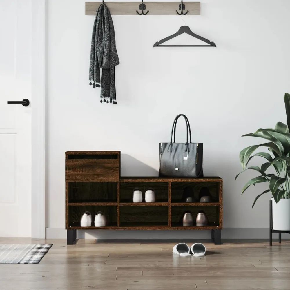 Schoenenkast 102x36x60 cm bewerkt hout bruin eikenkleur