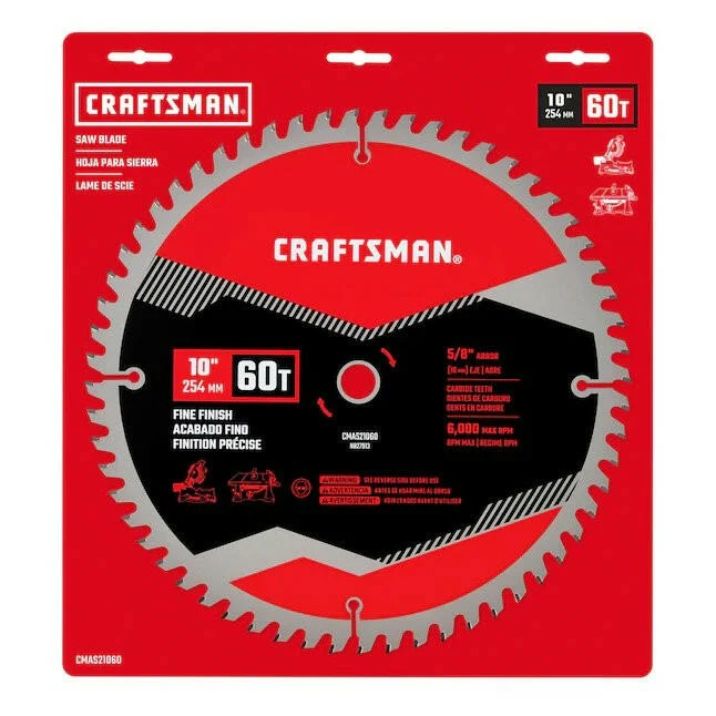 CRAFTSMAN 10- 60-Tooth Fine Finish Carbide Miter/Table Saw Blade
