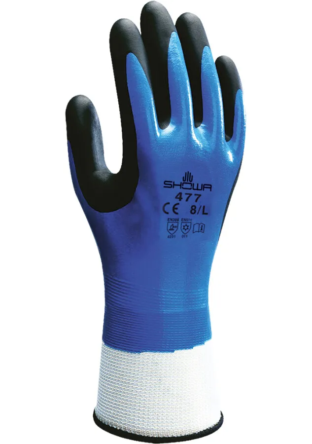 Showa handschoenen - 477 - maat XXL - blauw / zwart - nitril - thermisch