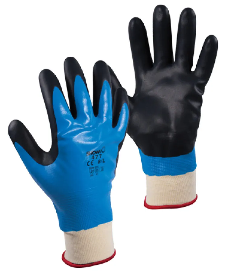 Showa handschoenen - 477 - maat XXL - blauw / zwart - nitril - thermisch