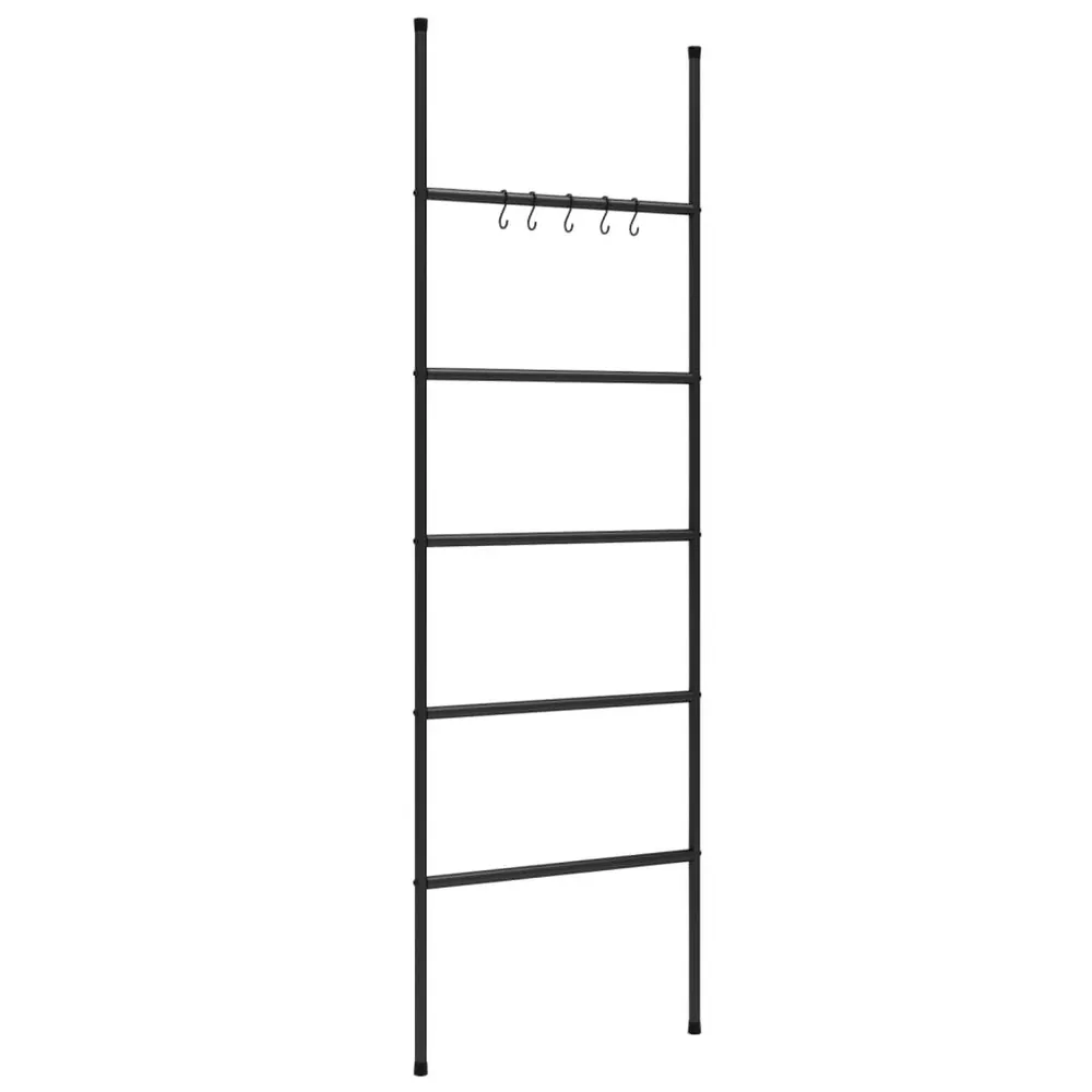 Handdoekenrek ladder met 5 lagen 58x175 cm ijzer zwart RVS 304 kwaliteit