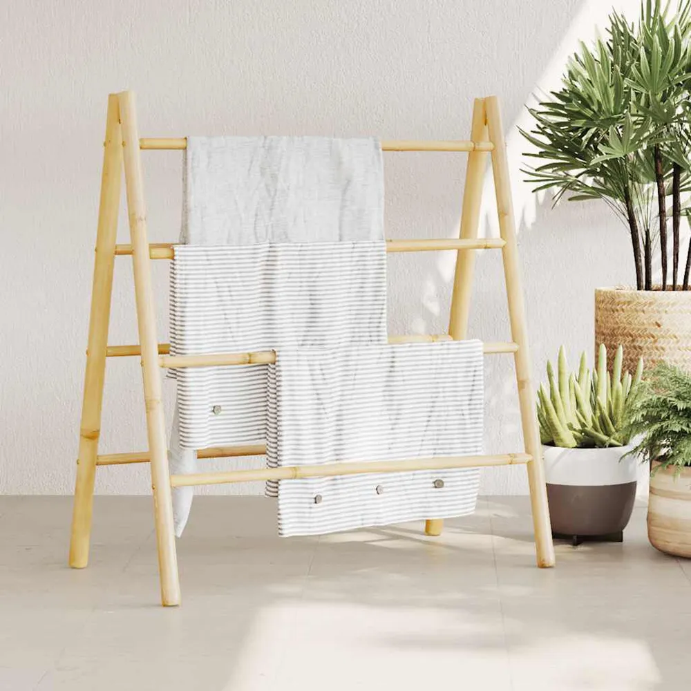 Inloopdouche Afvoerset Handdoekladder met 4 sporten 90x50x100 cm bamboe