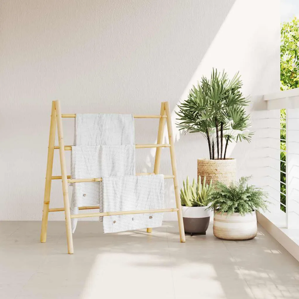 Inloopdouche Afvoerset Handdoekladder met 4 sporten 90x50x100 cm bamboe