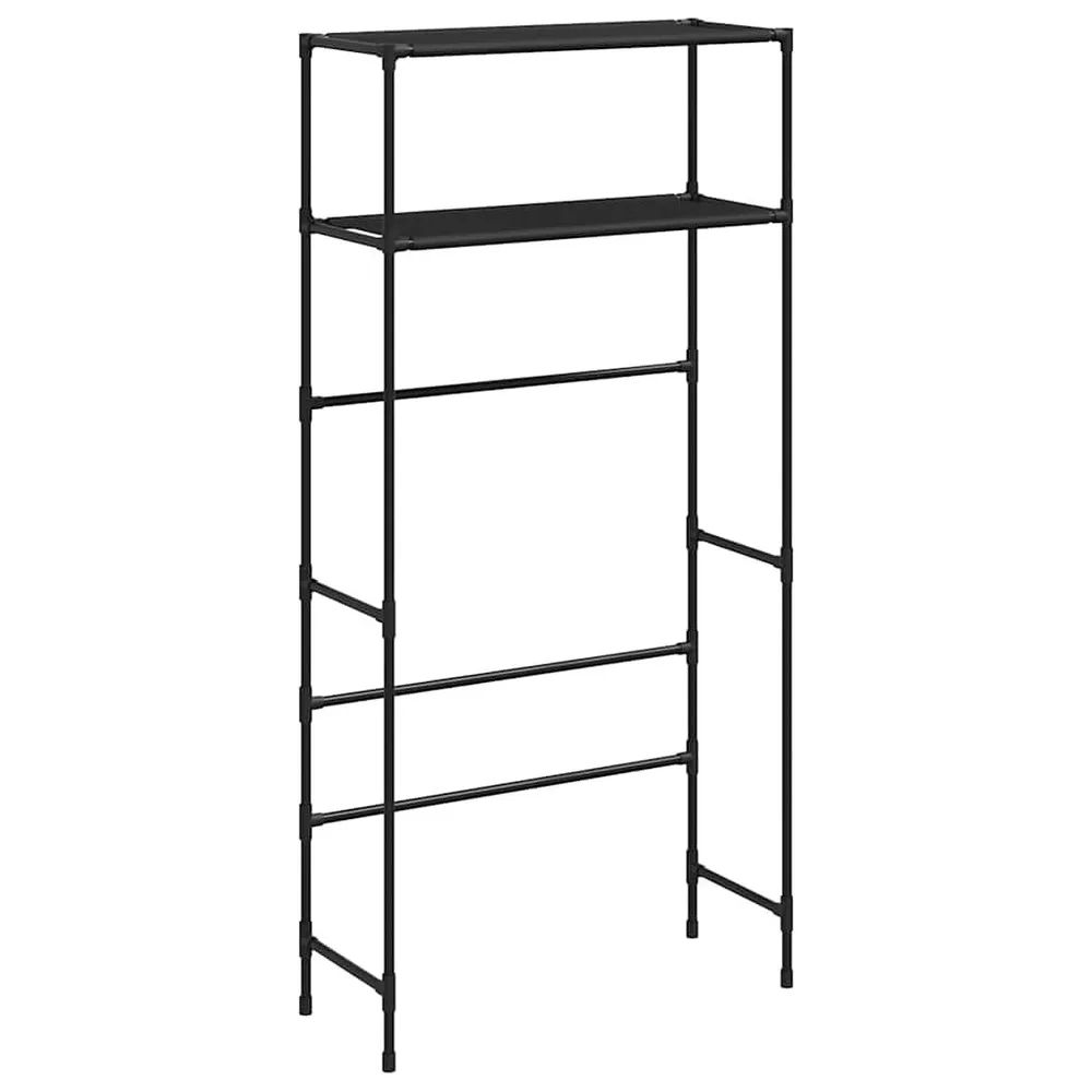 Wasmachinerek 2-laags 69x28x143 cm ijzer zwart met Verstelbare Hoogte