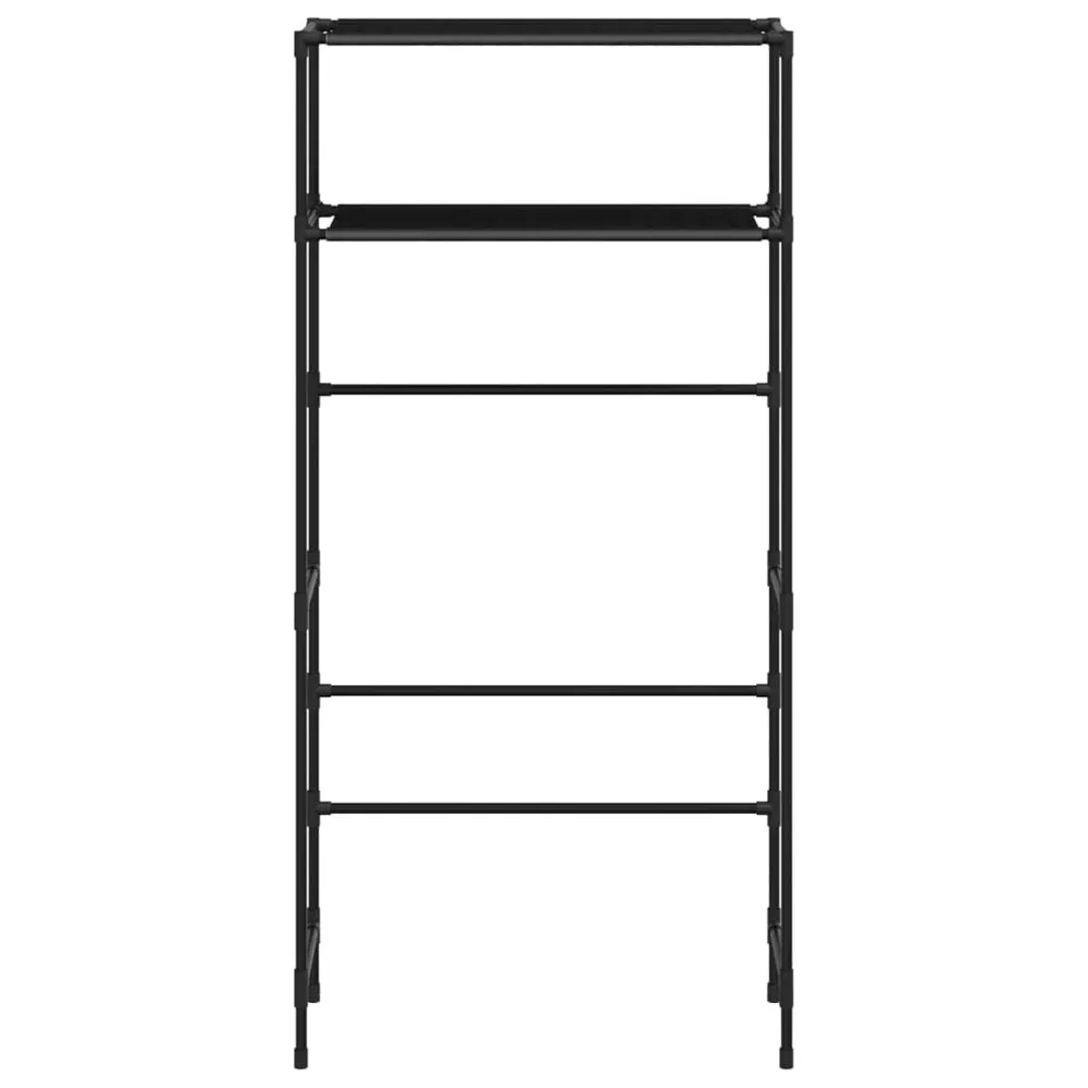 Wasmachinerek 2-laags 69x28x143 cm ijzer zwart met Verstelbare Hoogte