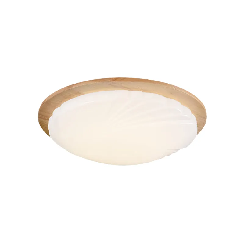 12"/15" brede bol inbouw hedendaagse acryl lichtbruin LED inbouwlamp met houten luifel