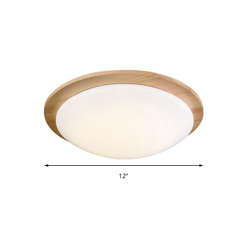 12"/15" brede bol inbouw hedendaagse acryl lichtbruin LED inbouwlamp met houten luifel