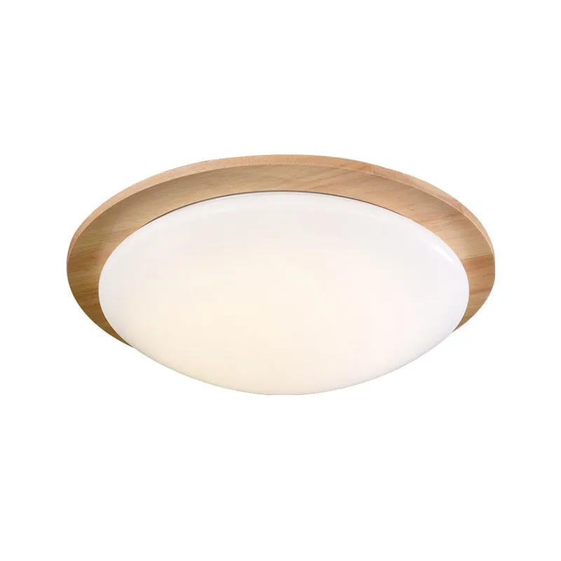 12"/15" brede bol inbouw hedendaagse acryl lichtbruin LED inbouwlamp met houten luifel