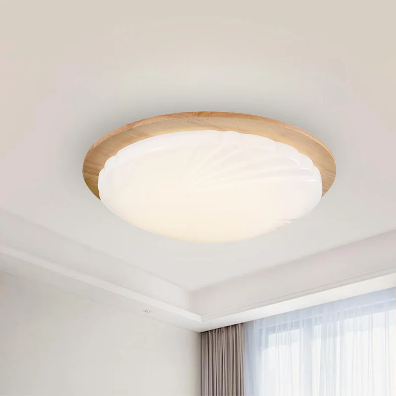 12"/15" brede bol inbouw hedendaagse acryl lichtbruin LED inbouwlamp met houten luifel