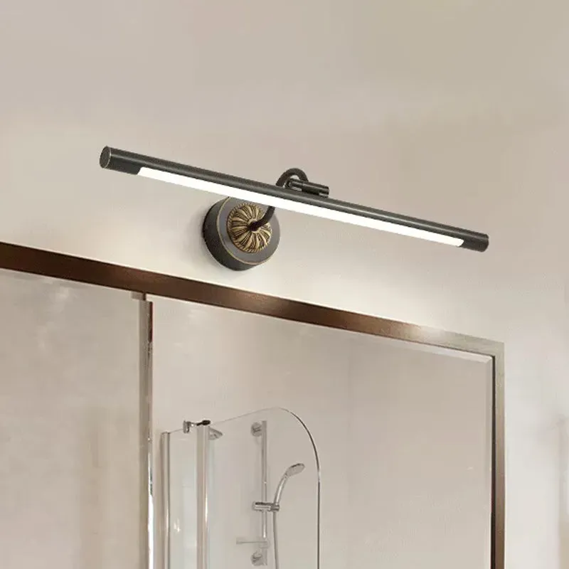 17"/22" brede langwerpige wandlamp Simplicity Metalen LED zwarte make-upspiegellamp met zwenkarm