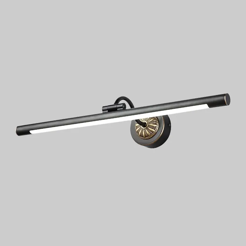 17"/22" brede langwerpige wandlamp Simplicity Metalen LED zwarte make-upspiegellamp met zwenkarm
