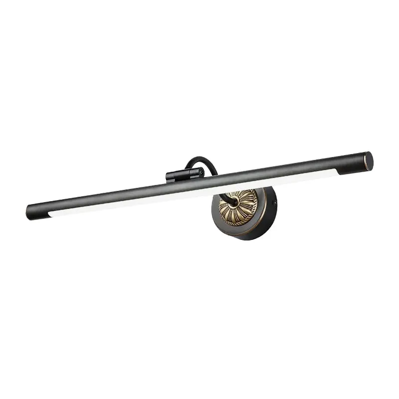 17"/22" brede langwerpige wandlamp Simplicity Metalen LED zwarte make-upspiegellamp met zwenkarm