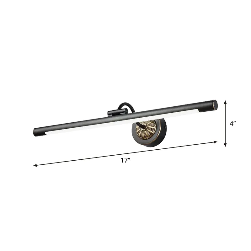 17"/22" brede langwerpige wandlamp Simplicity Metalen LED zwarte make-upspiegellamp met zwenkarm