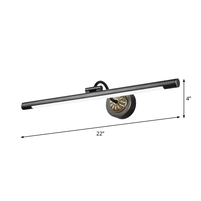 17"/22" brede langwerpige wandlamp Simplicity Metalen LED zwarte make-upspiegellamp met zwenkarm