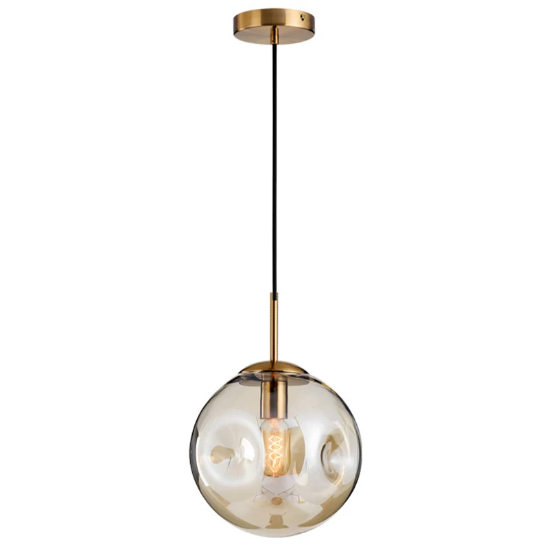 1-lichts bolvormige hanglamp moderne mondgeblazen glazen kap hanglamp met SOS-functie