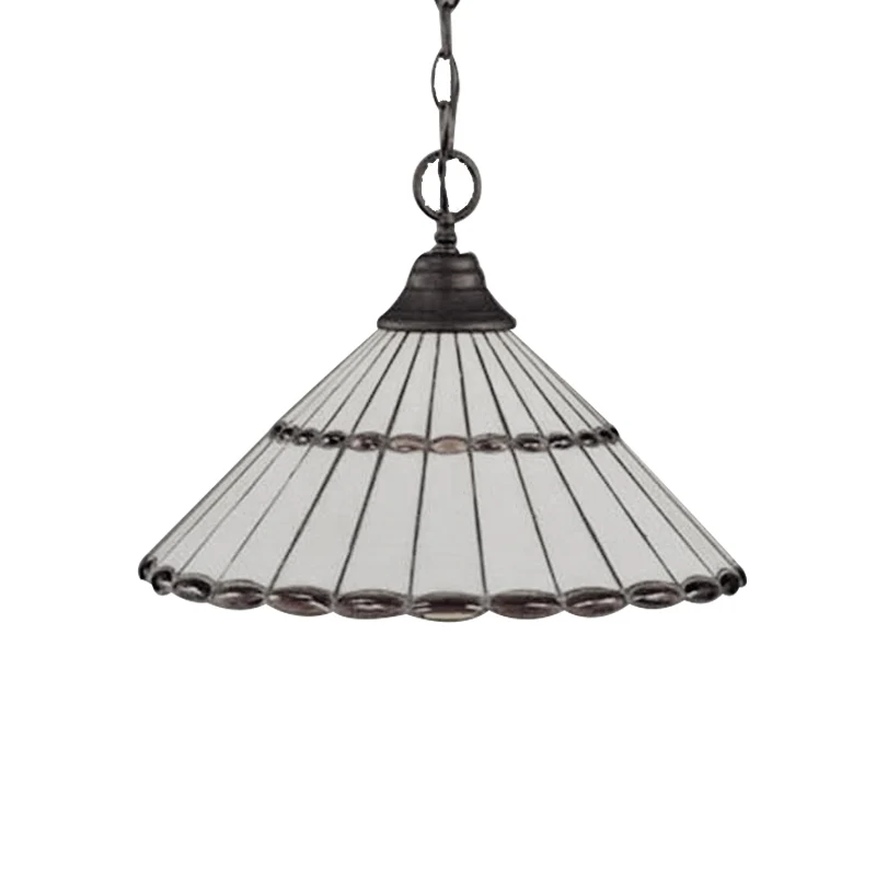 Bruin/groene handgeslepen glazen taps toelopende hanglamp Tiffany-stijl 1-koppige hanglamp met SOS-functie