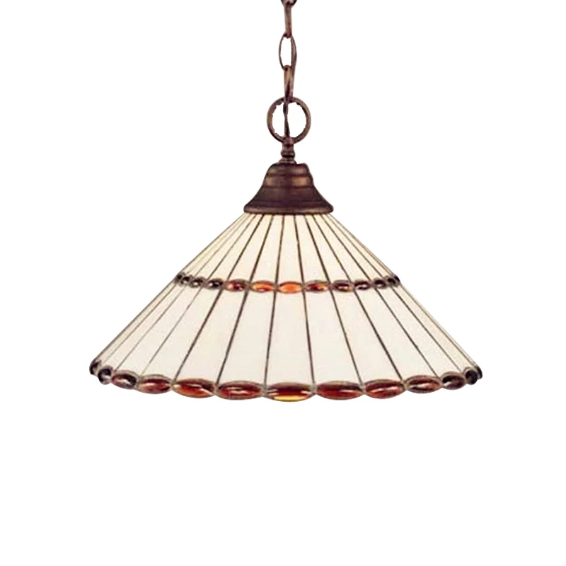 Bruin/groene handgeslepen glazen taps toelopende hanglamp Tiffany-stijl 1-koppige hanglamp met SOS-functie