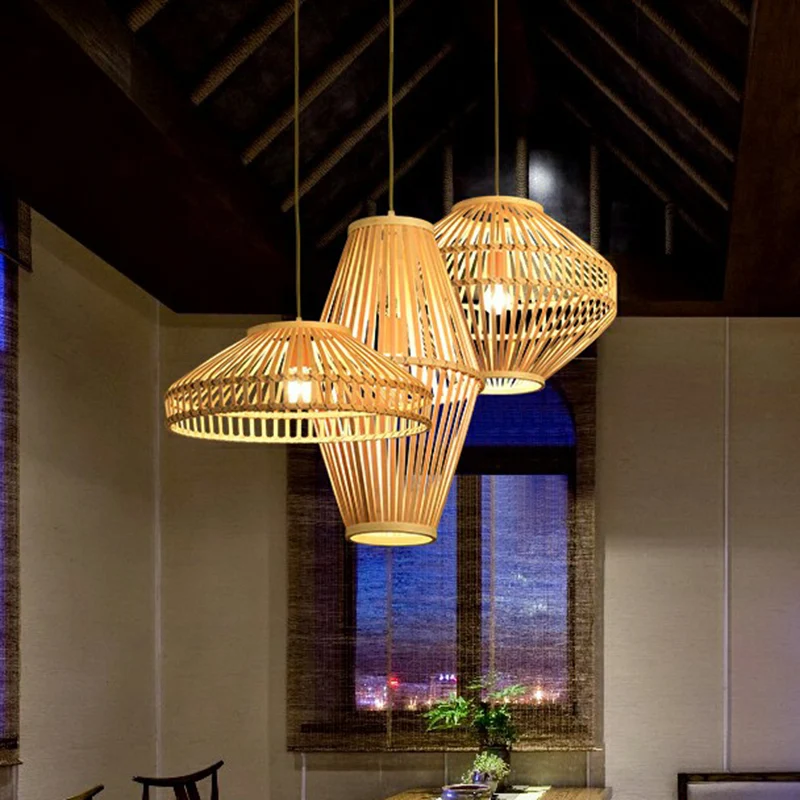 Cage Restaurant Hanglamp Bamboe 1 Lamp Moderne Stijl Hanglamp Lichtbruin