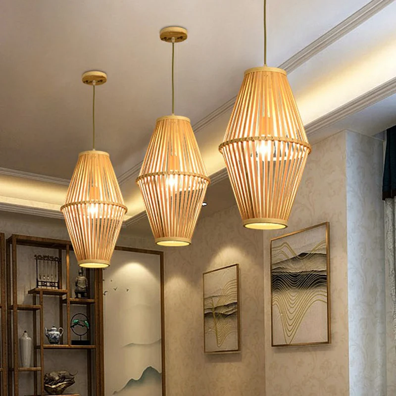 Cage Restaurant Hanglamp Bamboe 1 Lamp Moderne Stijl Hanglamp Lichtbruin