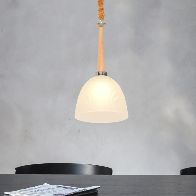 Eenvoudige hangende hanglamp met 1 kop, beige koepel en witte prismatische glazen kap, 11,5"/14" groot