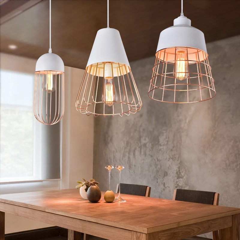 Geometrisch gevormde metalen hanglamp Scandinavische stijl restaurant hanglamp met SOS-functie