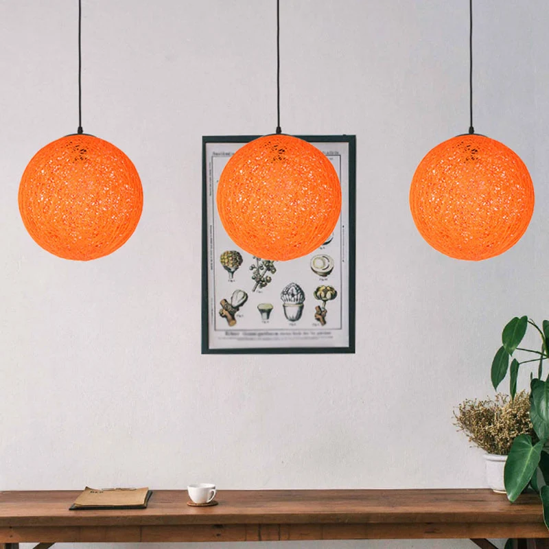 Handgeweven Globe Restaurant Hanglamp Rotan 1 Lamp Aziatische Stijl Hanglampenset met SOS-functie