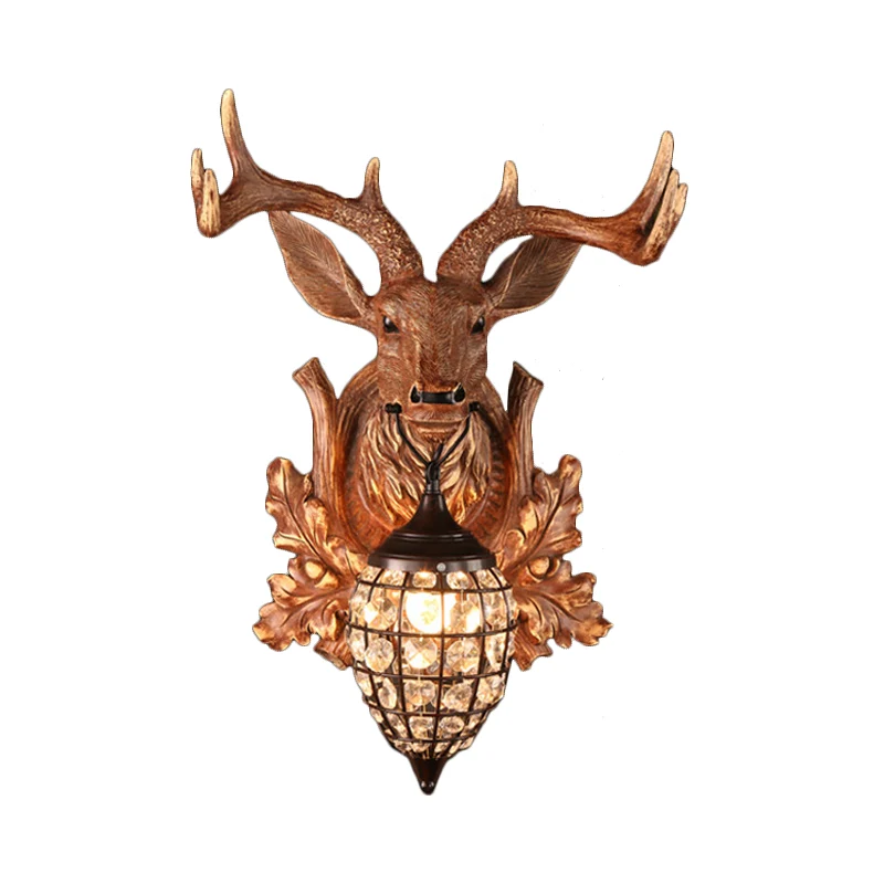Individueel Light Sconce Light met Waterdrop Shade Hars Antieke Woonkamer Muurverlichting Idee Bruin, 10"/17"/21" Breedte