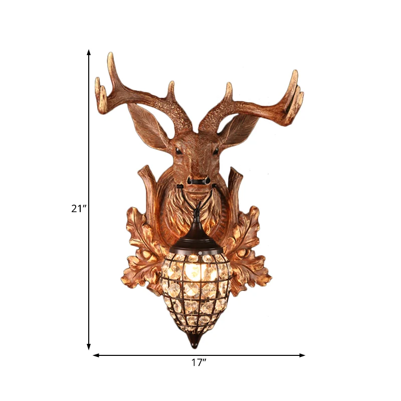 Individueel Light Sconce Light met Waterdrop Shade Hars Antieke Woonkamer Muurverlichting Idee Bruin, 10"/17"/21" Breedte