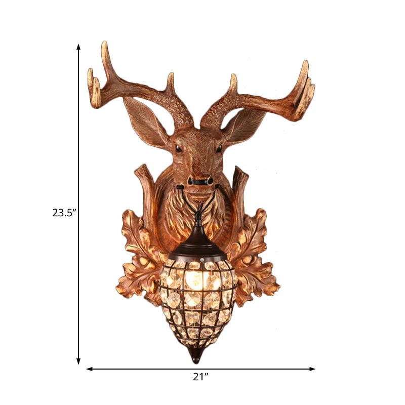 Individueel Light Sconce Light met Waterdrop Shade Hars Antieke Woonkamer Muurverlichting Idee Bruin, 10"/17"/21" Breedte