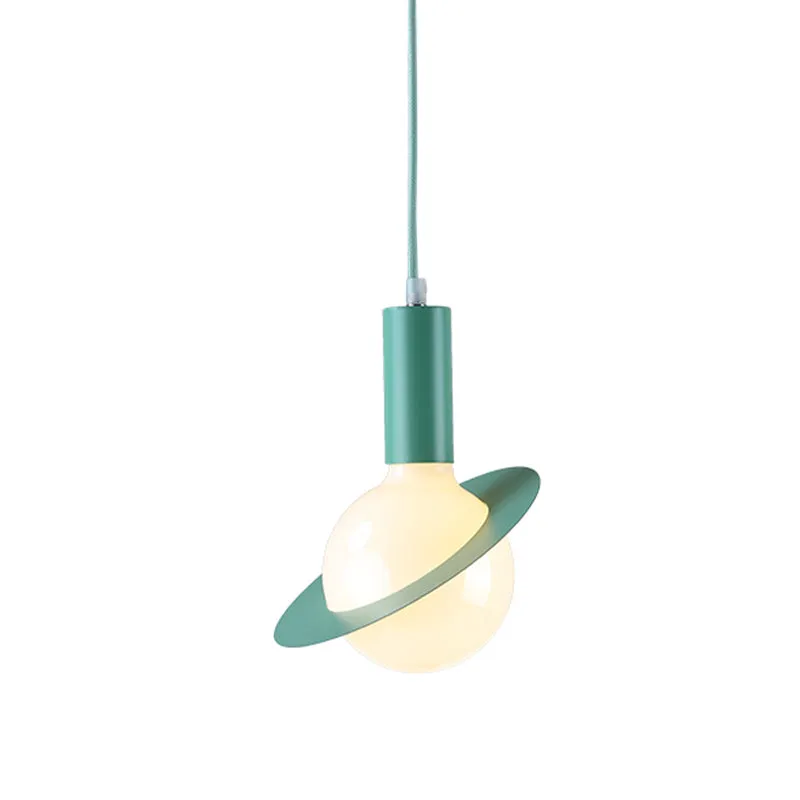 IP67 Gecertificeerde 1-lichts eetkamer hanglamp met witte glazen bol, postmoderne roze/blauw/groene hanglampenset