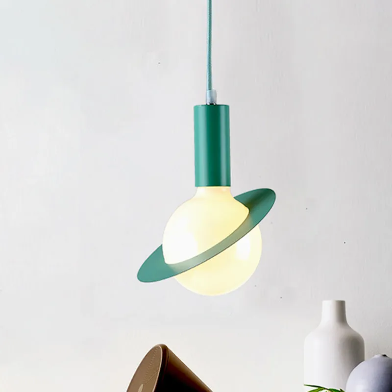 IP67 Gecertificeerde 1-lichts eetkamer hanglamp met witte glazen bol, postmoderne roze/blauw/groene hanglampenset