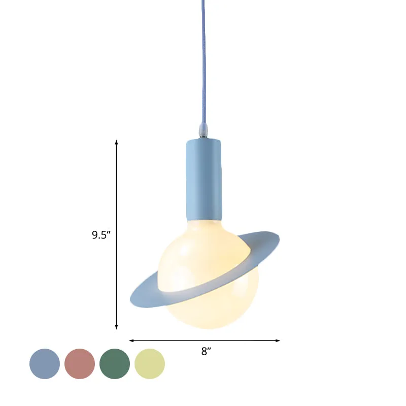 IP67 Gecertificeerde 1-lichts eetkamer hanglamp met witte glazen bol, postmoderne roze/blauw/groene hanglampenset