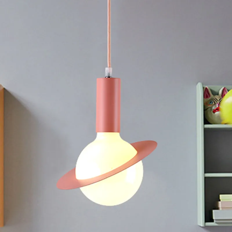 IP67 Gecertificeerde 1-lichts eetkamer hanglamp met witte glazen bol, postmoderne roze/blauw/groene hanglampenset