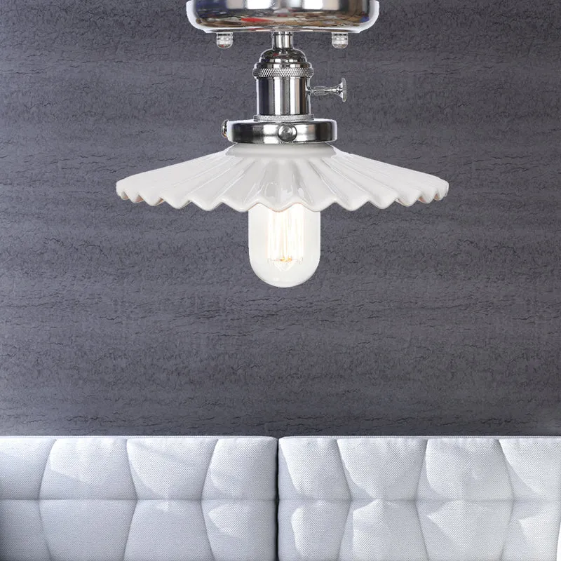 IP67 Gecertificeerde 1-lichts plafondlamp met kegel/schotelkap opaal/helder glas industriële woonkamer semi-inbouw