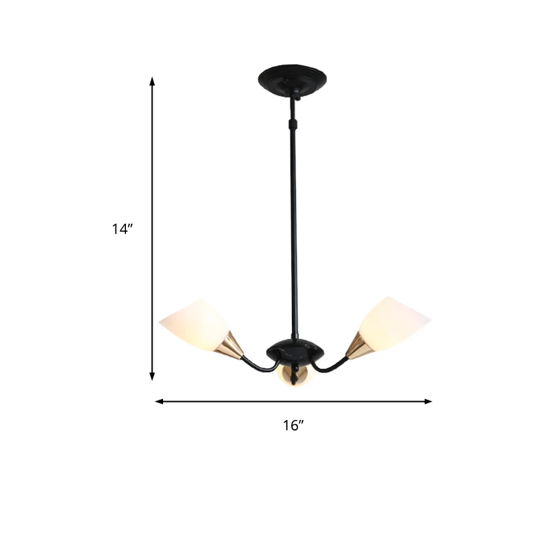IP67 Gecertificeerde Zwarte 3/6/8-lichts hangende kroonluchter Klassieke matglazen ovale kap hanglamp met Spoetnik-ontwerp